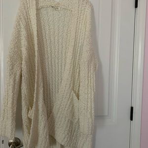 White womens boutique popcorn cardigan